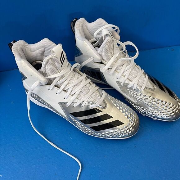 Adidas FREAK VON Mid Football Cleats White/Silver Mens Size 9.5-11